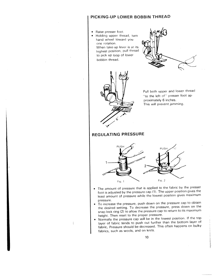 Picking-up lower bobbin thread, Regulating pressure | SINGER W1240 User Manual | Page 11 / 49