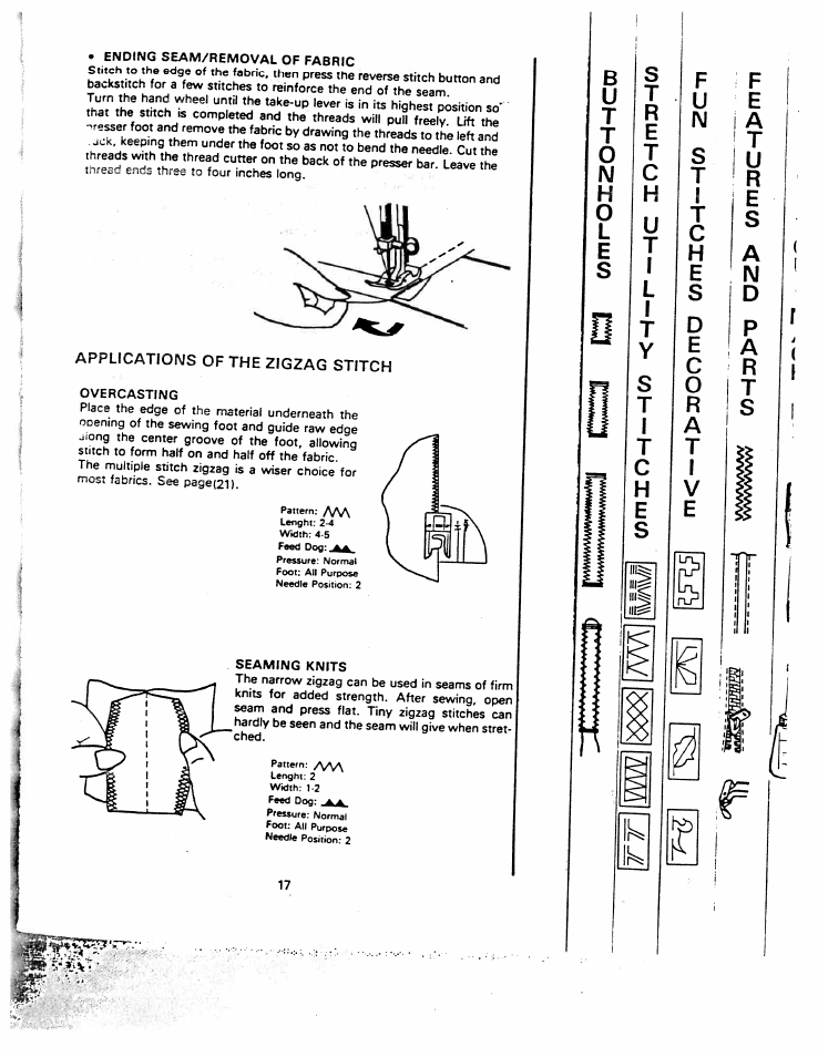 Applications of the zigzag stitch | SINGER W1260 User Manual | Page 19 / 54