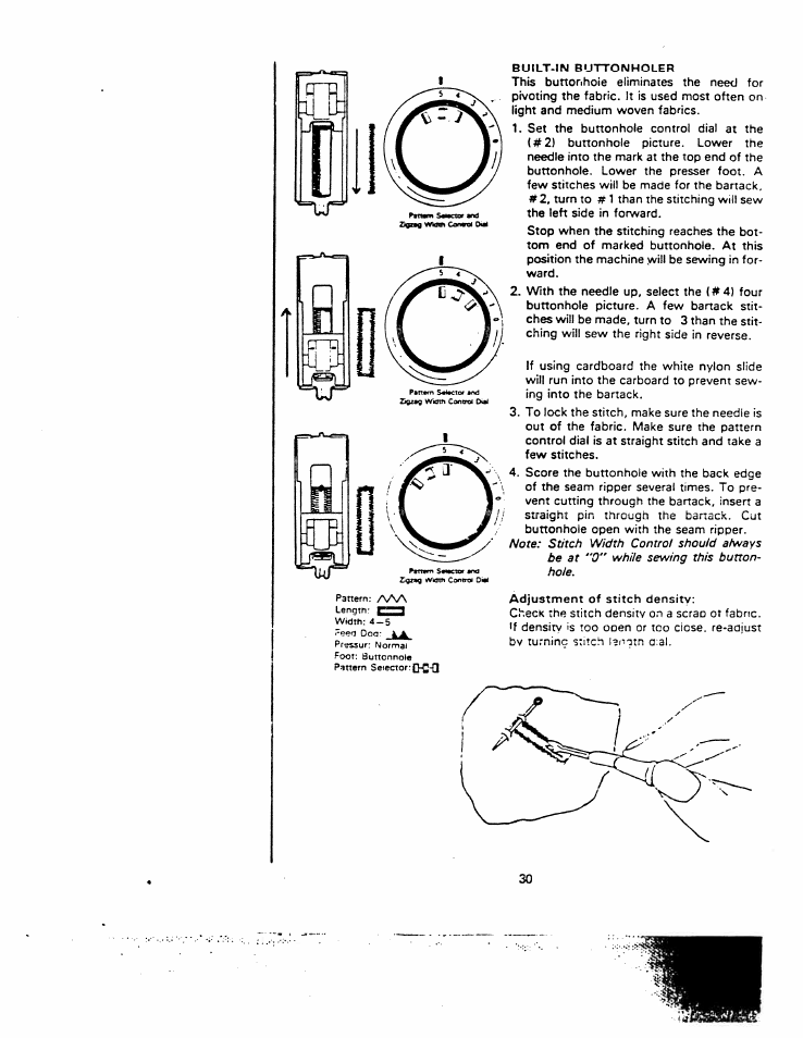 Built-in buttonholer | SINGER W1260 User Manual | Page 32 / 54