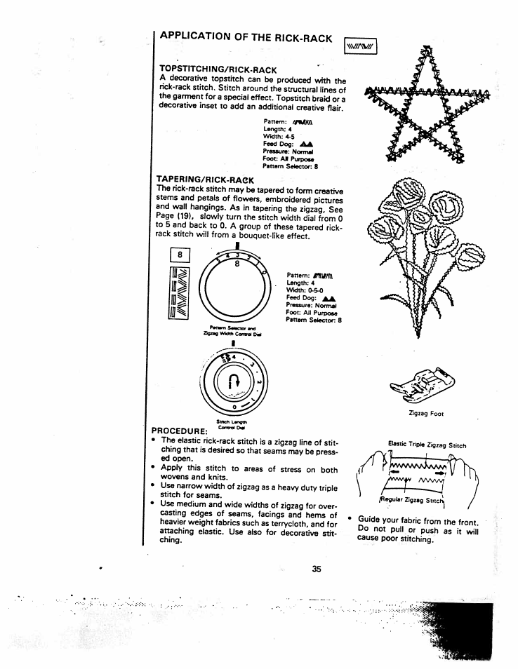 Application of the rick-rack | SINGER W1260 User Manual | Page 37 / 54