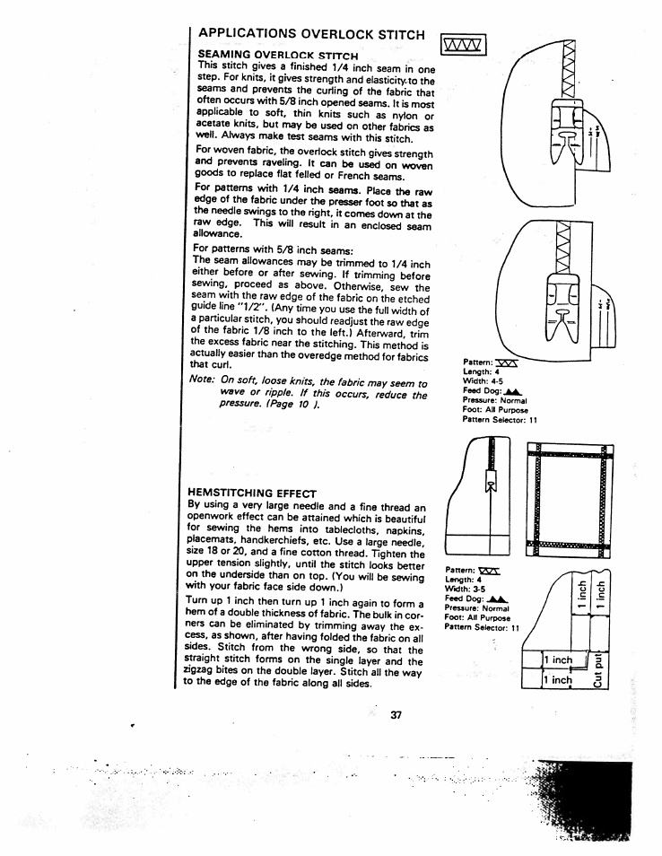Hz22, Applications overlook stitch | SINGER W1260 User Manual | Page 39 / 54