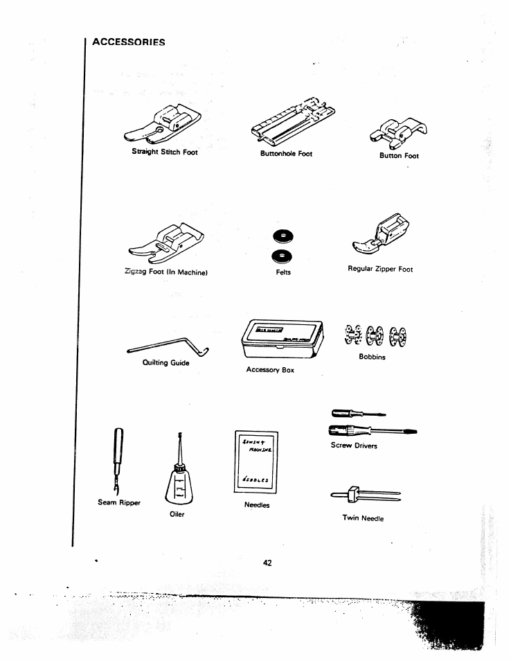 Accessories | SINGER W1260 User Manual | Page 44 / 54