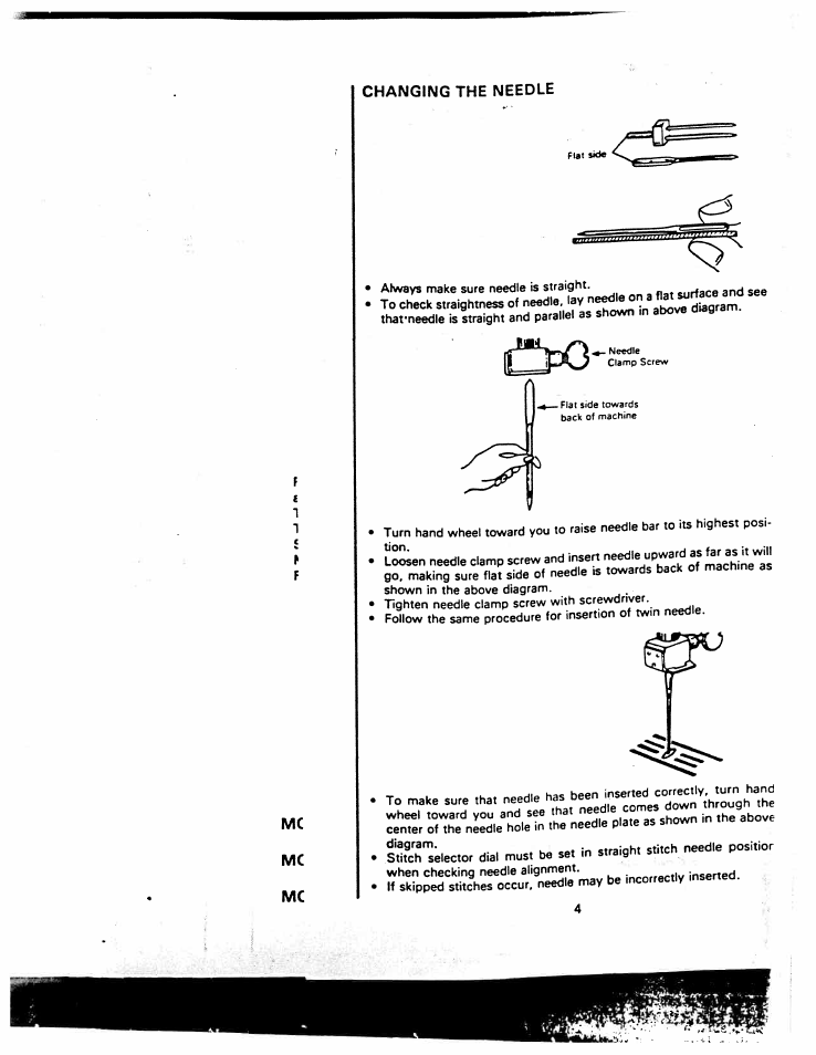 Changing the needle | SINGER W1260 User Manual | Page 6 / 54