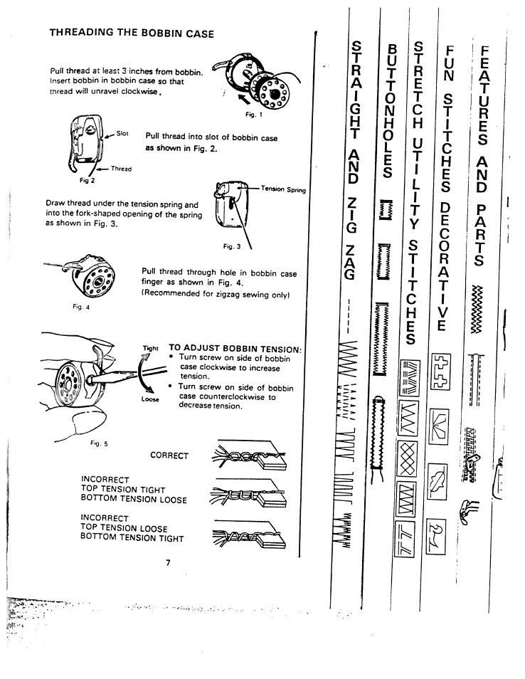Threading the bobbin case | SINGER W1260 User Manual | Page 9 / 54