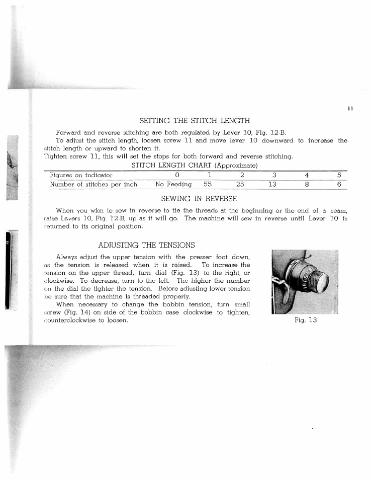 Setting the stitch length, Sewing in reverse, Adjusting the tensions | SINGER W1268 User Manual | Page 14 / 37