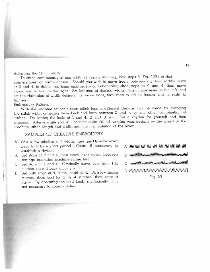 Samples of creative embroidery, Samples of embroidery | SINGER W1268 User Manual | Page 18 / 37