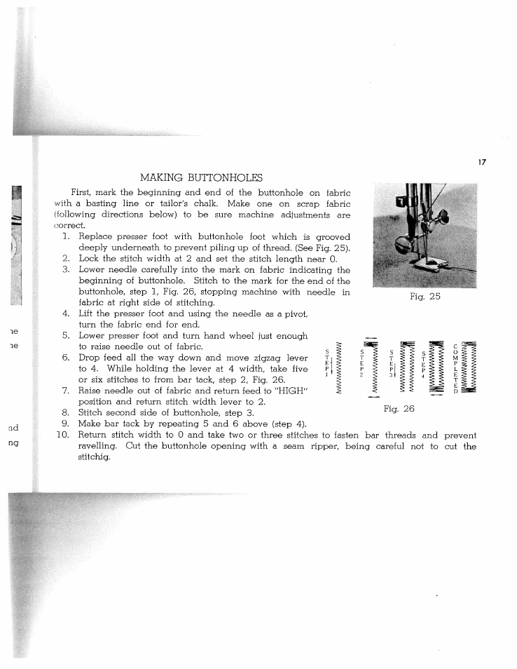 Making buttonholes | SINGER W1268 User Manual | Page 20 / 37