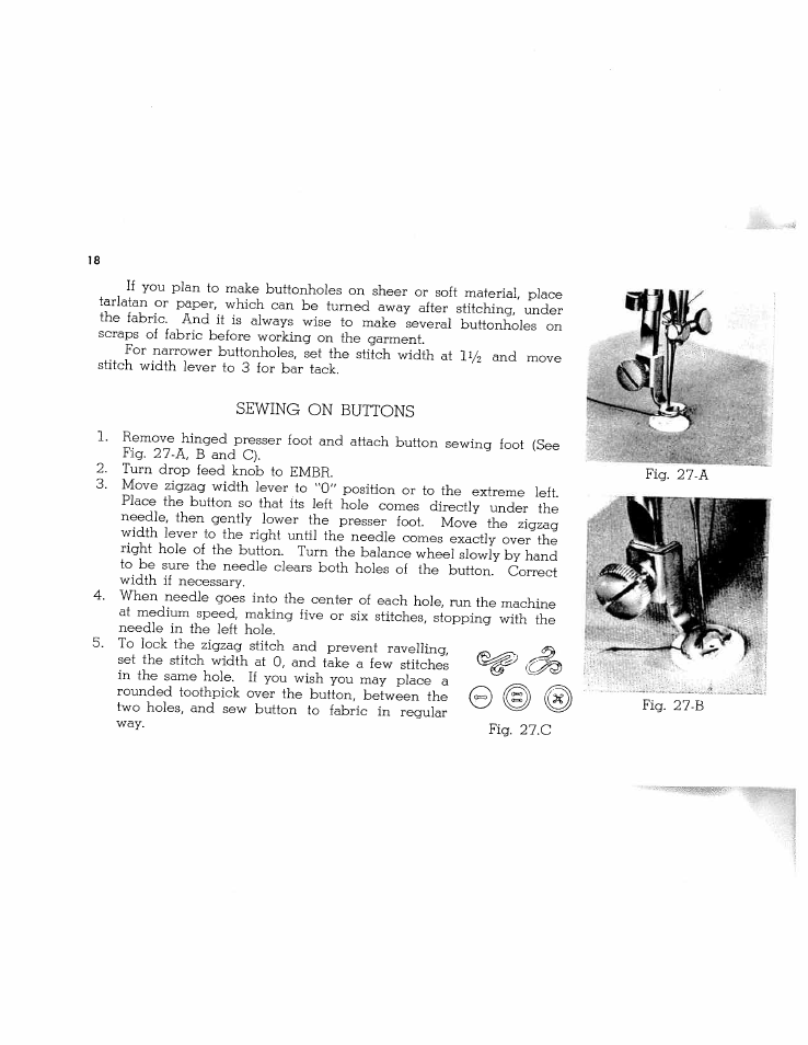 Sewing on buttons | SINGER W1268 User Manual | Page 21 / 37