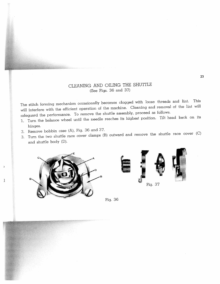 Cleaning änd oiling the shuttle, Cleaning and oiling shuttle | SINGER W1268 User Manual | Page 25 / 37