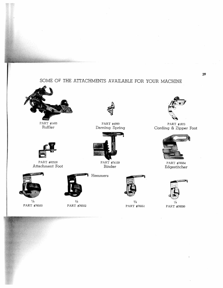 Some of the attachments available for your machine | SINGER W1268 User Manual | Page 31 / 37