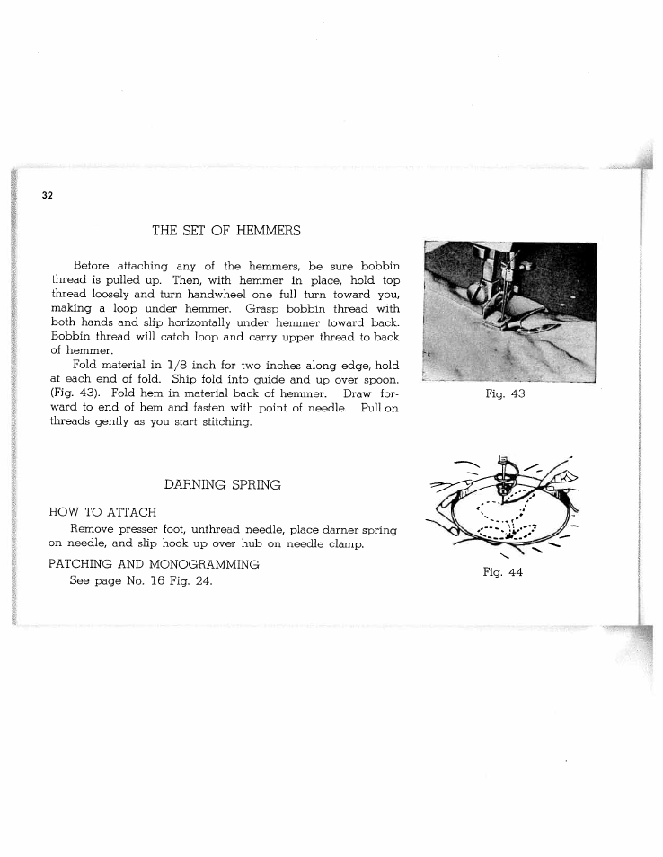 The set of hemmers, Darning spring | SINGER W1268 User Manual | Page 34 / 37