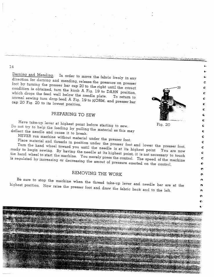 Removing the work, Removing the work -15 | SINGER W128 User Manual | Page 14 / 30