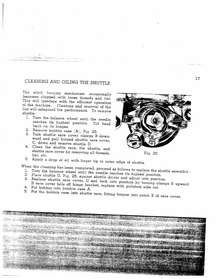 Cleaning and oiling the shuttle, Cleaning and oiling shuttle | SINGER W128 User Manual | Page 17 / 30