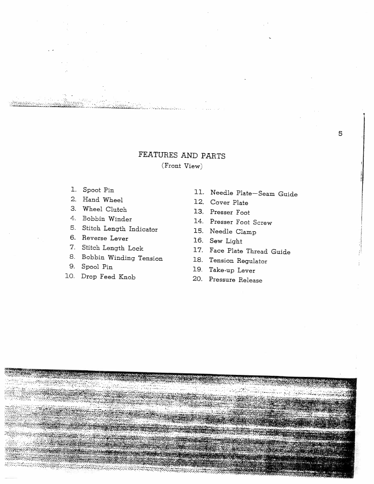 Features and parts, Features and. parts -5-6 | SINGER W128 User Manual | Page 5 / 30