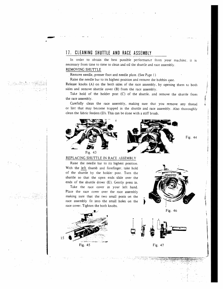 1]. cleaning shuttle and race assembly | SINGER W130 User Manual | Page 17 / 27