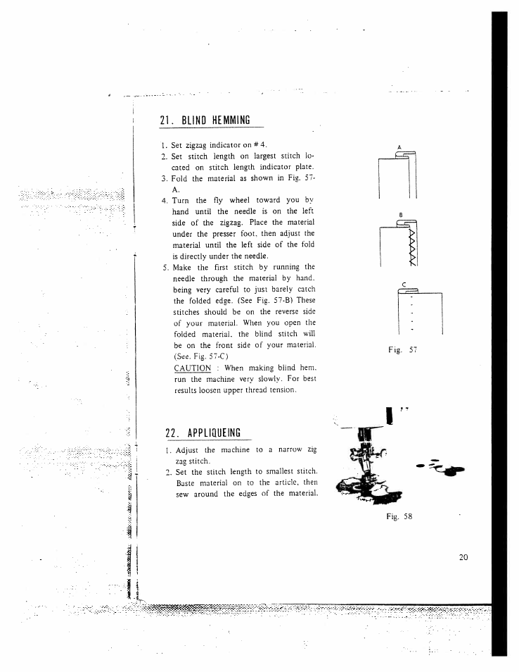 Blind hemming, Appliaueing | SINGER W130 User Manual | Page 22 / 27