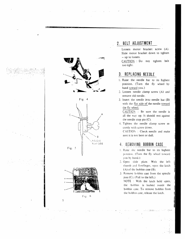 Belt adjustment, Replacin8 needle, M]mm | SINGER W130 User Manual | Page 5 / 27