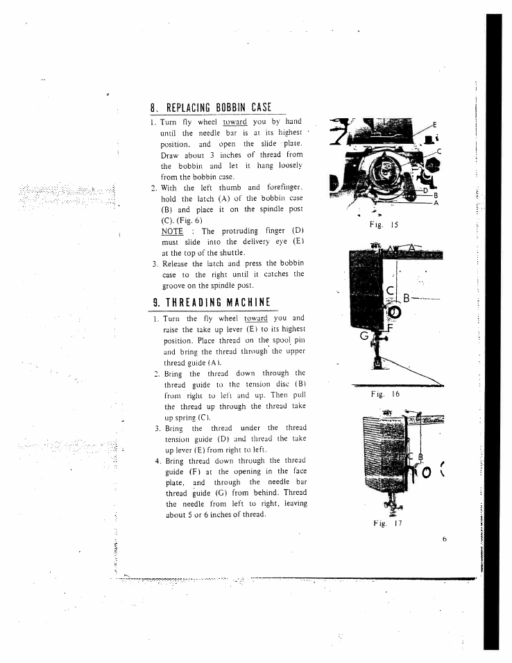 Replacing bobbin case, Threading machine | SINGER W130 User Manual | Page 8 / 27