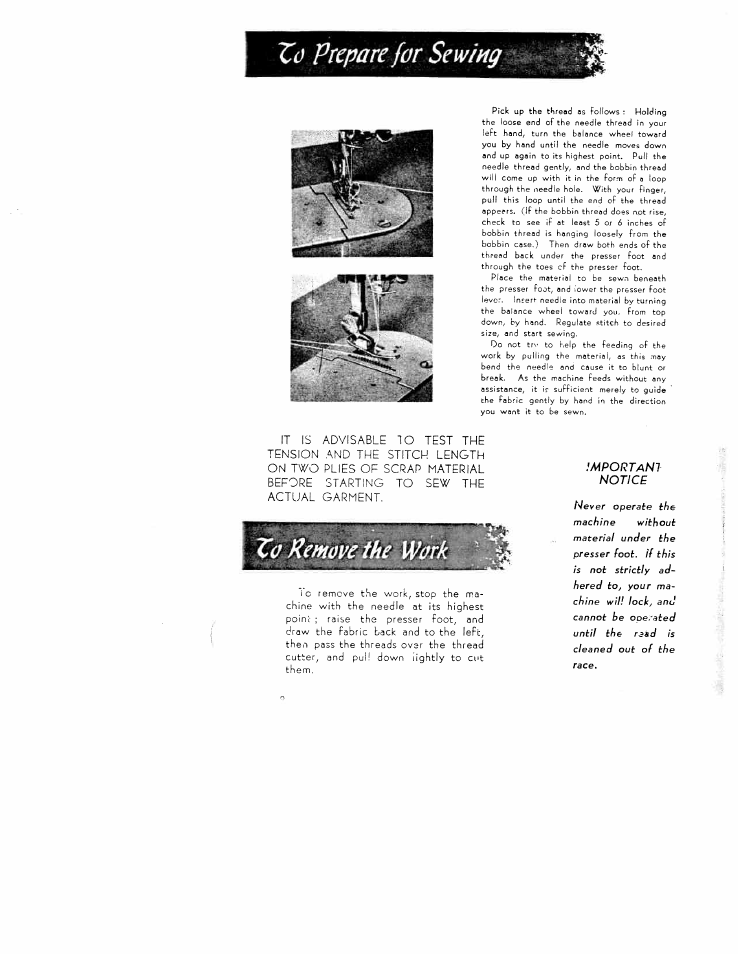 Zo prepare for sewing | SINGER W1305 User Manual | Page 8 / 16