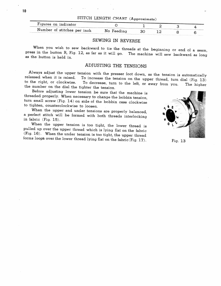 Sewing in reverse, Adjusting the tensions | SINGER W1314 User Manual | Page 12 / 20