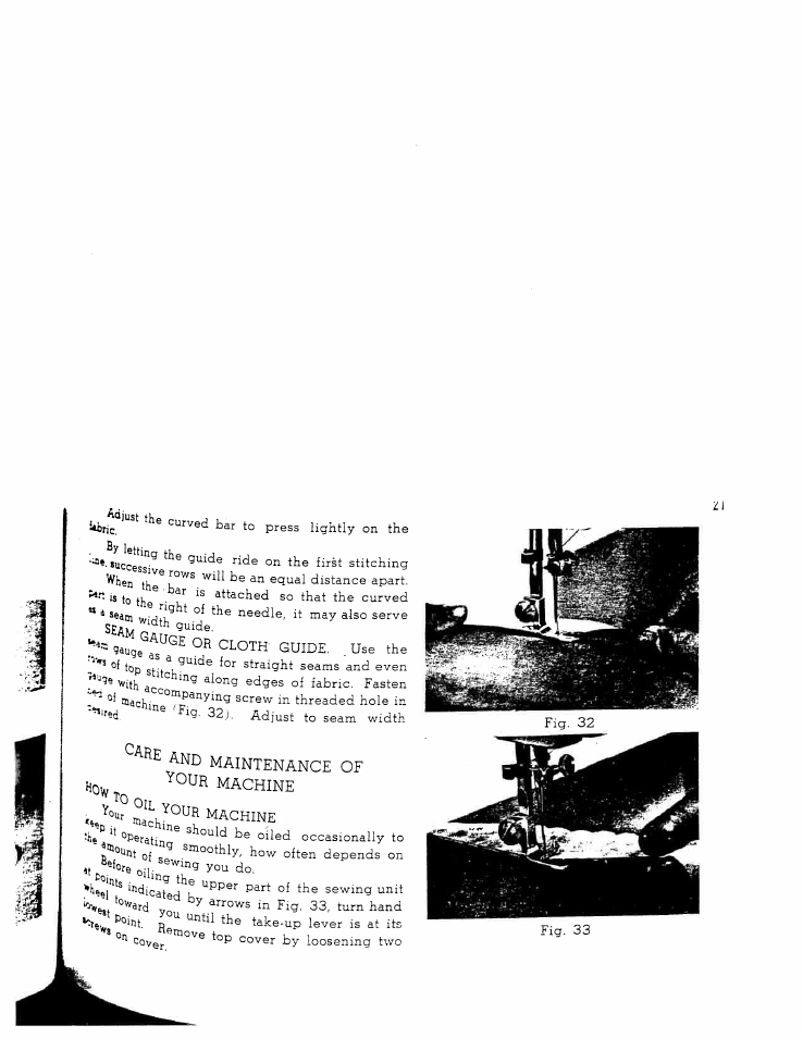I 'f.g, 32,. adjust to seam w.dlh, And maintenance of hov, '^°cr machine | SINGER W1365 User Manual | Page 22 / 37