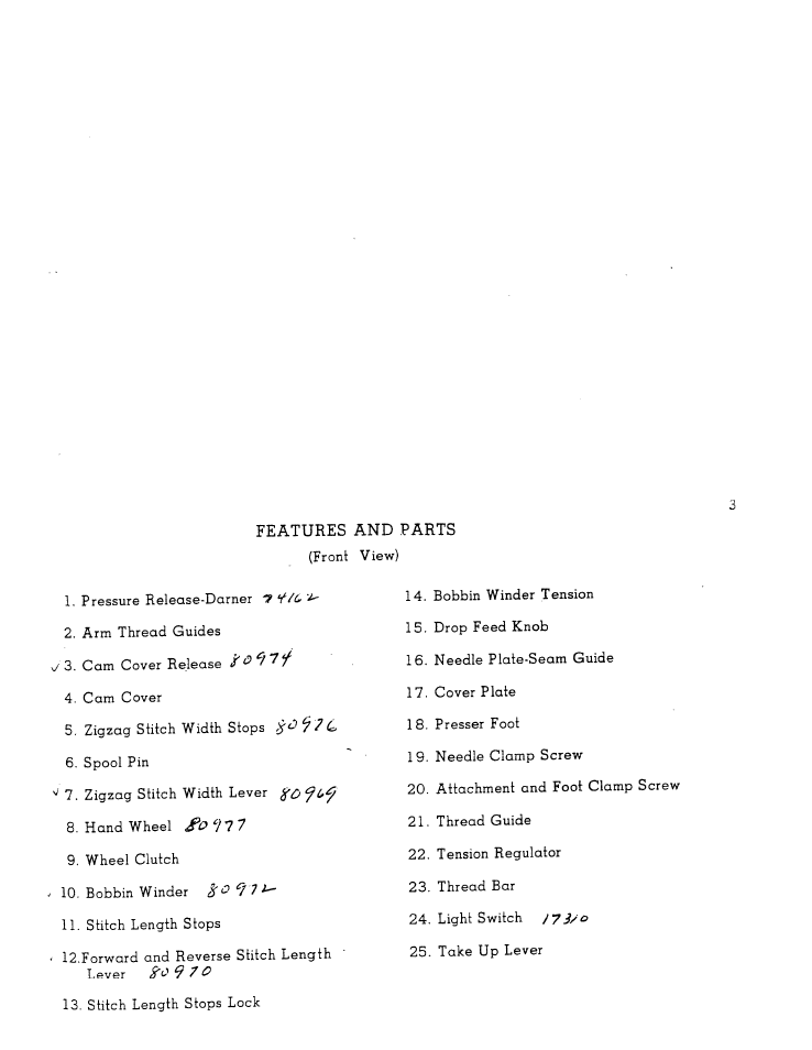 Features and parts | SINGER W1365 User Manual | Page 4 / 37