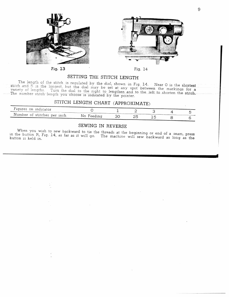 Stitch length chart (approximate), Sewing in reverse | SINGER W1366 User Manual | Page 10 / 51