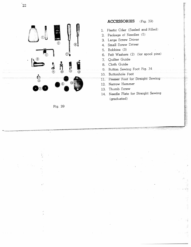 Accessories (fig. 39) | SINGER W1366 User Manual | Page 23 / 51