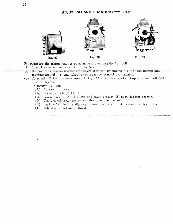 Adjusting and changing "v" belt | SINGER W1366 User Manual | Page 29 / 51