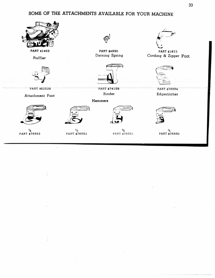 Some of the attachments available for your machine | SINGER W1366 User Manual | Page 34 / 51