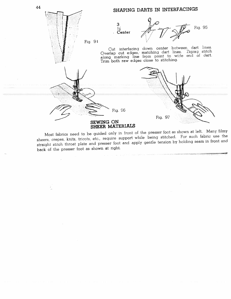 Shaping darts in interfacings | SINGER W1366 User Manual | Page 45 / 51