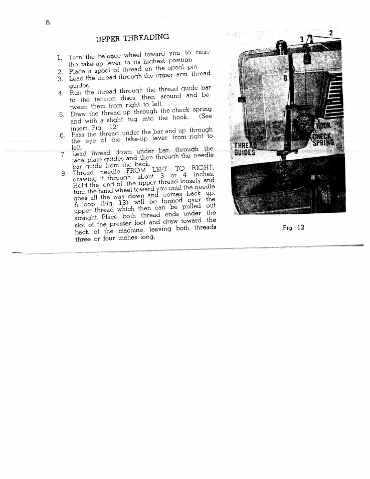 Upper threading, To right | SINGER W1366 User Manual | Page 9 / 51