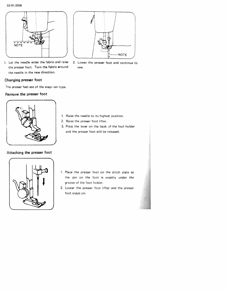 Changing presser foot, Remove the presser foot | SINGER W160 User Manual | Page 15 / 35