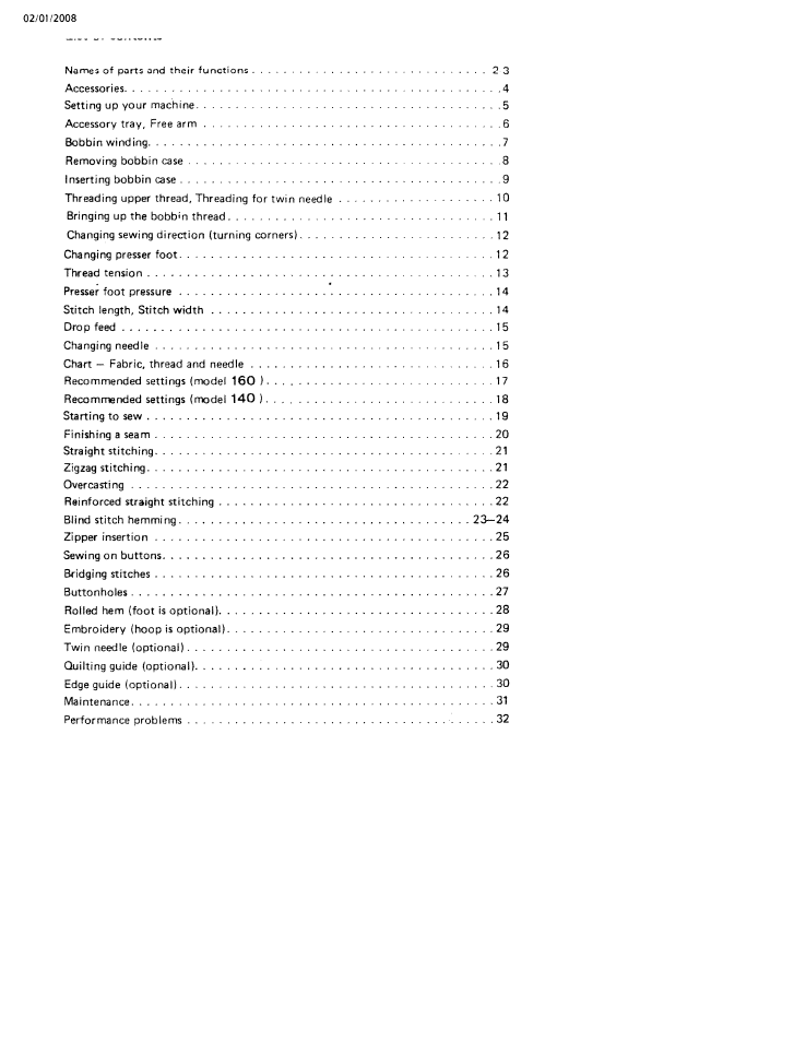 SINGER W160 User Manual | Page 4 / 35