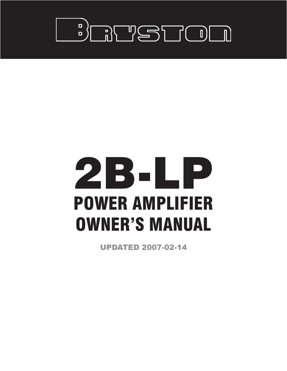 Bryston 2B-LP User Manual | 4 pages