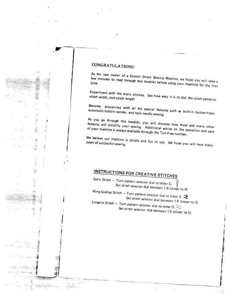 Congratulations | SINGER W1407 User Manual | Page 2 / 40