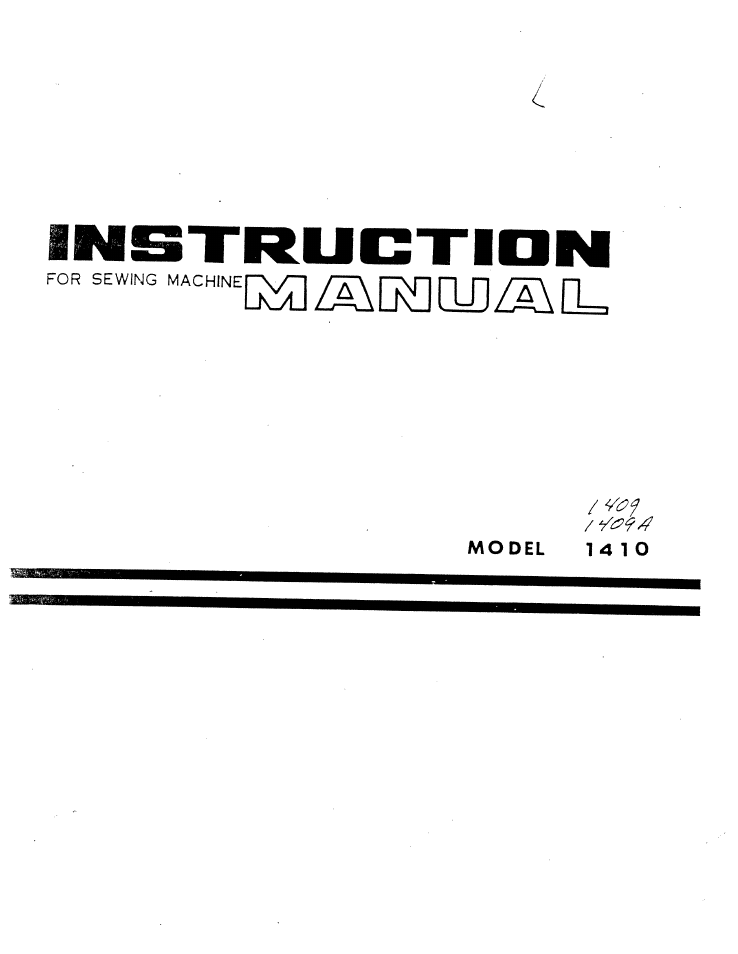 SINGER W1410 User Manual | 38 pages