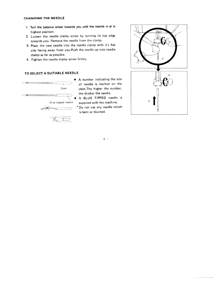 To select a suitable needle | SINGER W1411 User Manual | Page 11 / 41