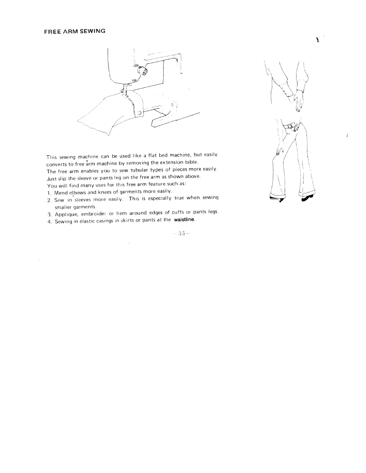 Free-arm sewing | SINGER W1411 User Manual | Page 38 / 41