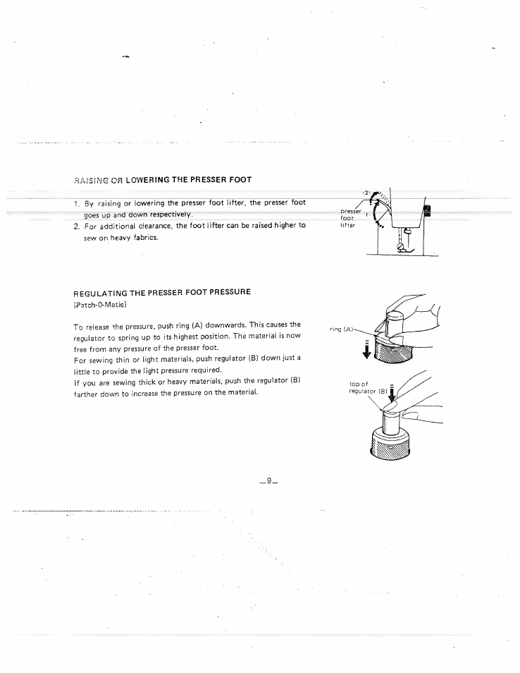 Regulating the presser foot pressure | SINGER W1415 User Manual | Page 12 / 36