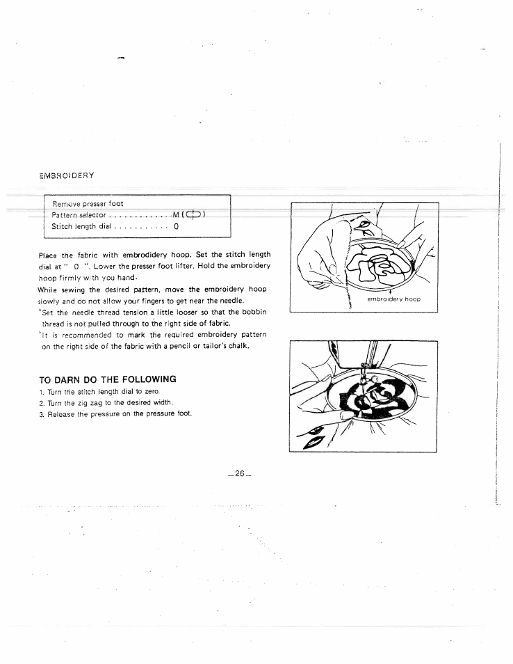 To darn do the following | SINGER W1415 User Manual | Page 29 / 36