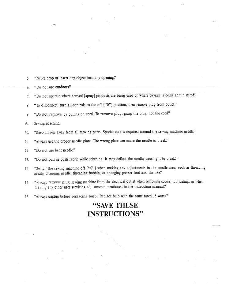 Save these instructions | SINGER W1415 User Manual | Page 3 / 36