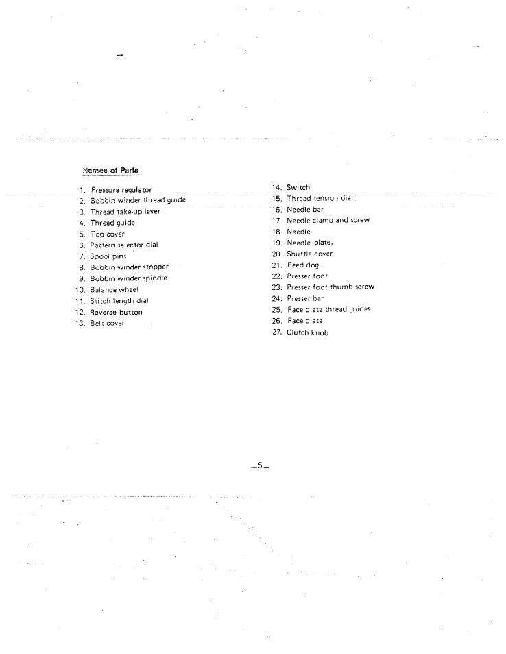 Marn«i^ of parts, L pcessua.iiiulaffl | SINGER W1415 User Manual | Page 8 / 36