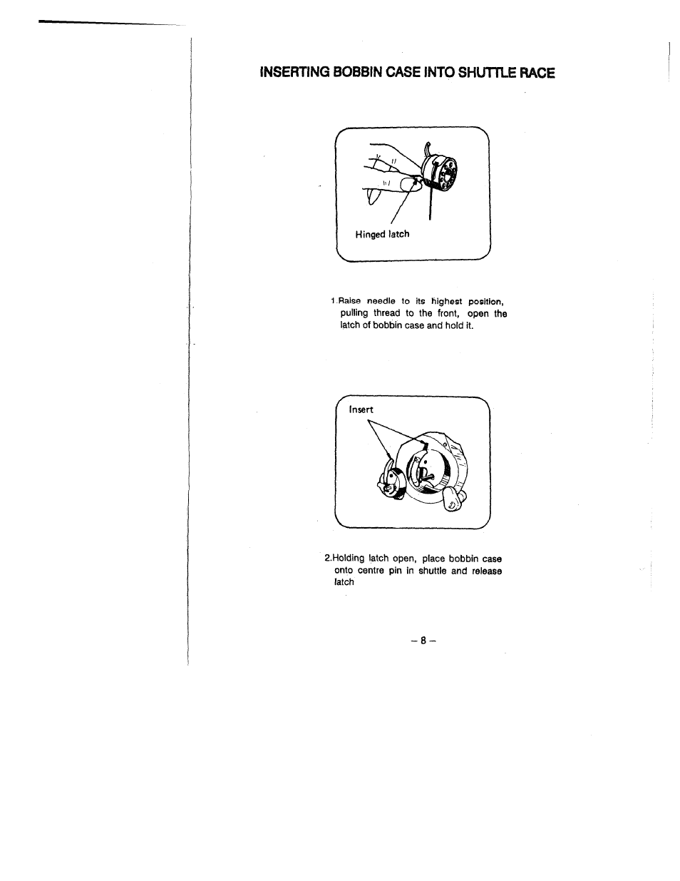 Inserting bobbin case into shuttle race | SINGER W1418 User Manual | Page 12 / 31