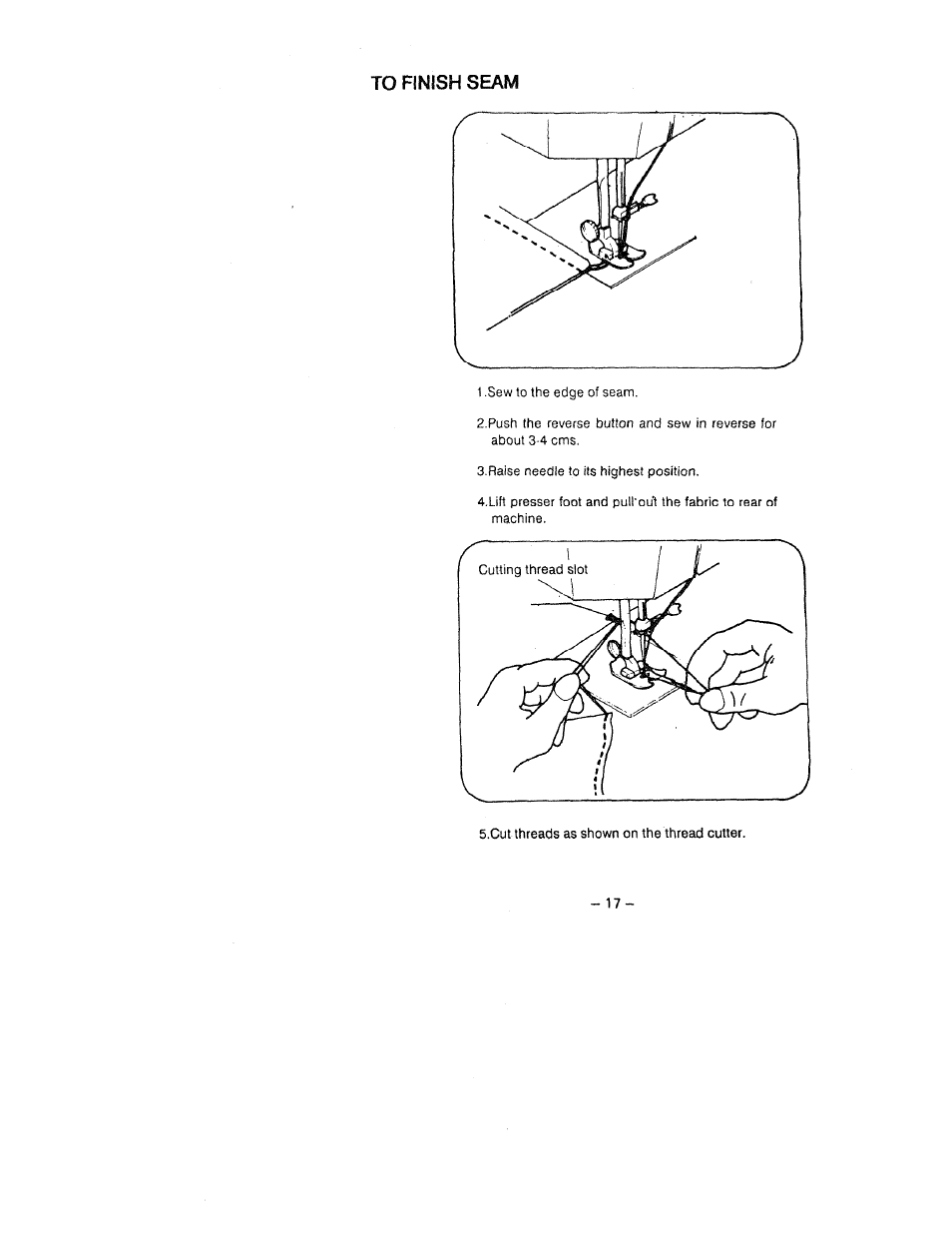 To finish seam | SINGER W1418 User Manual | Page 21 / 31