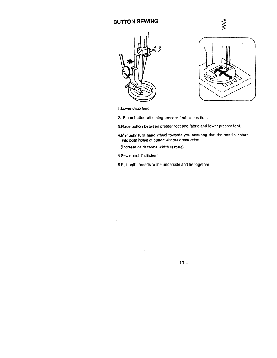 Button sewing | SINGER W1418 User Manual | Page 23 / 31