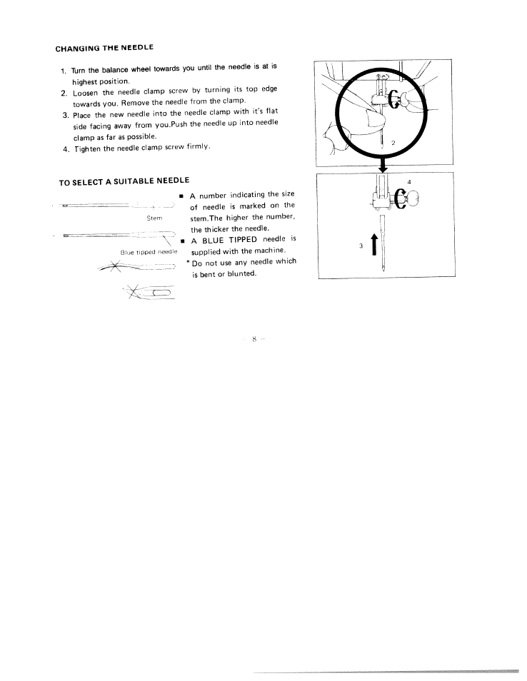 To select a suitable needle | SINGER W1422 User Manual | Page 12 / 42