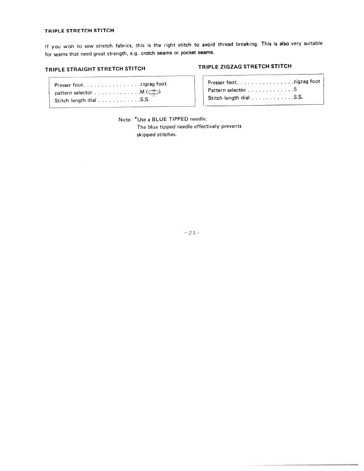 Triple zigzag stretch stitch, Triple stretch stitch | SINGER W1422 User Manual | Page 27 / 42