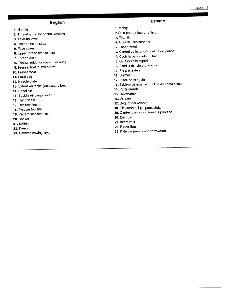 Español | SINGER W1425 User Manual | Page 11 / 62