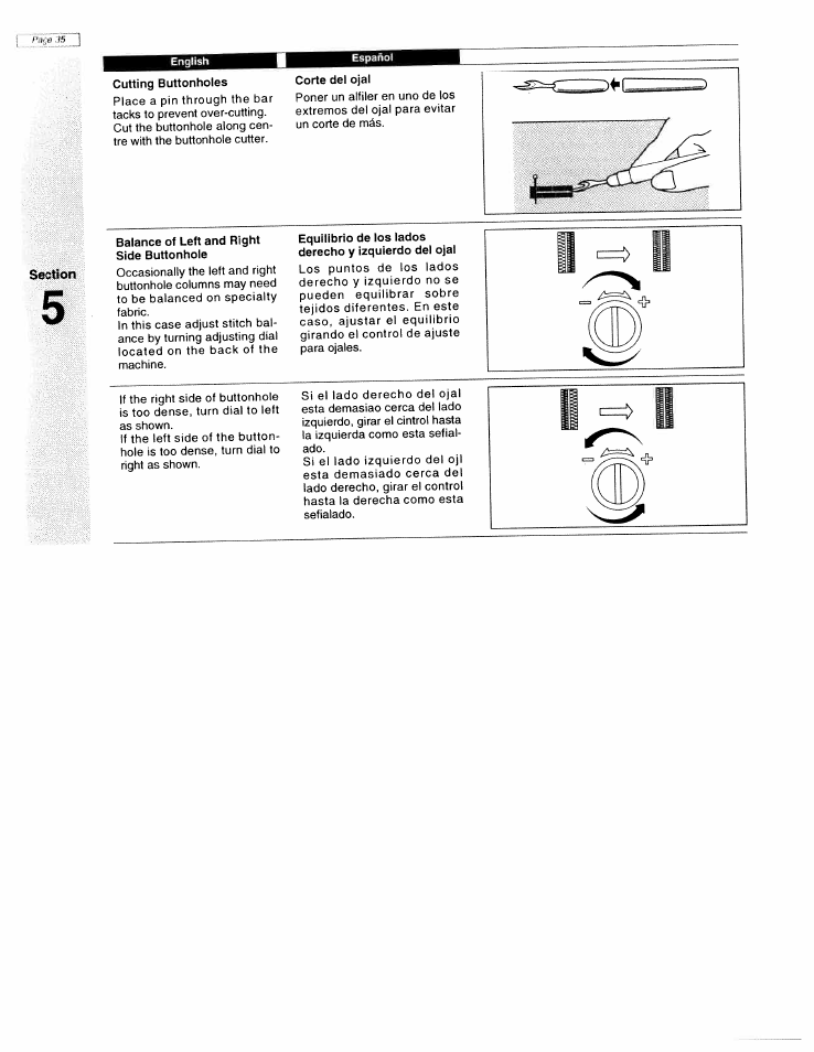 Balance of left and right side buttonhole | SINGER W1425 User Manual | Page 44 / 62